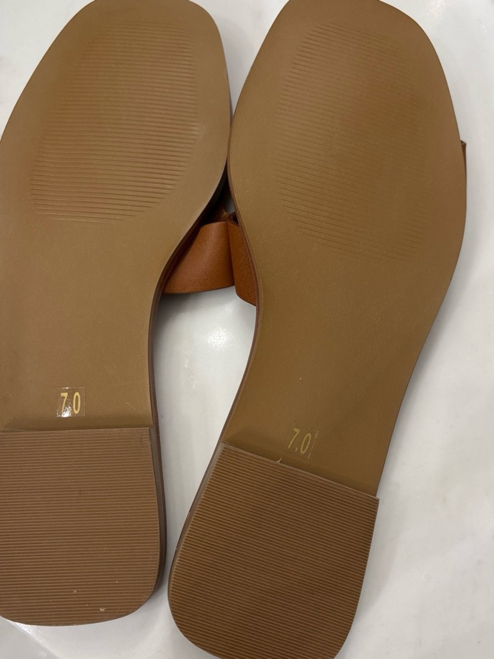 Steve Madden Tan Cutout Slide Sandals - Picture 4 of 4